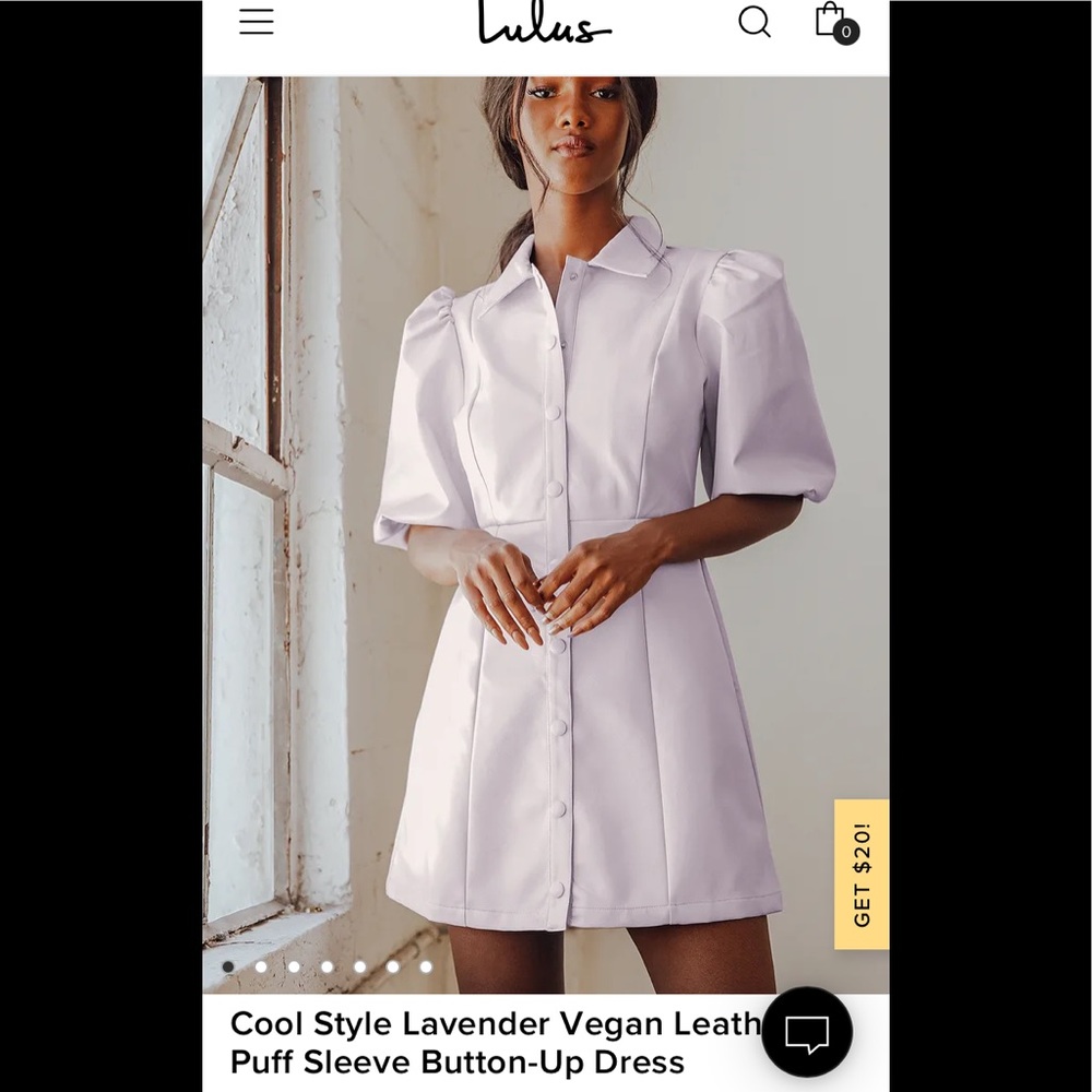 Lulus Vegan leather puff sleeve dress